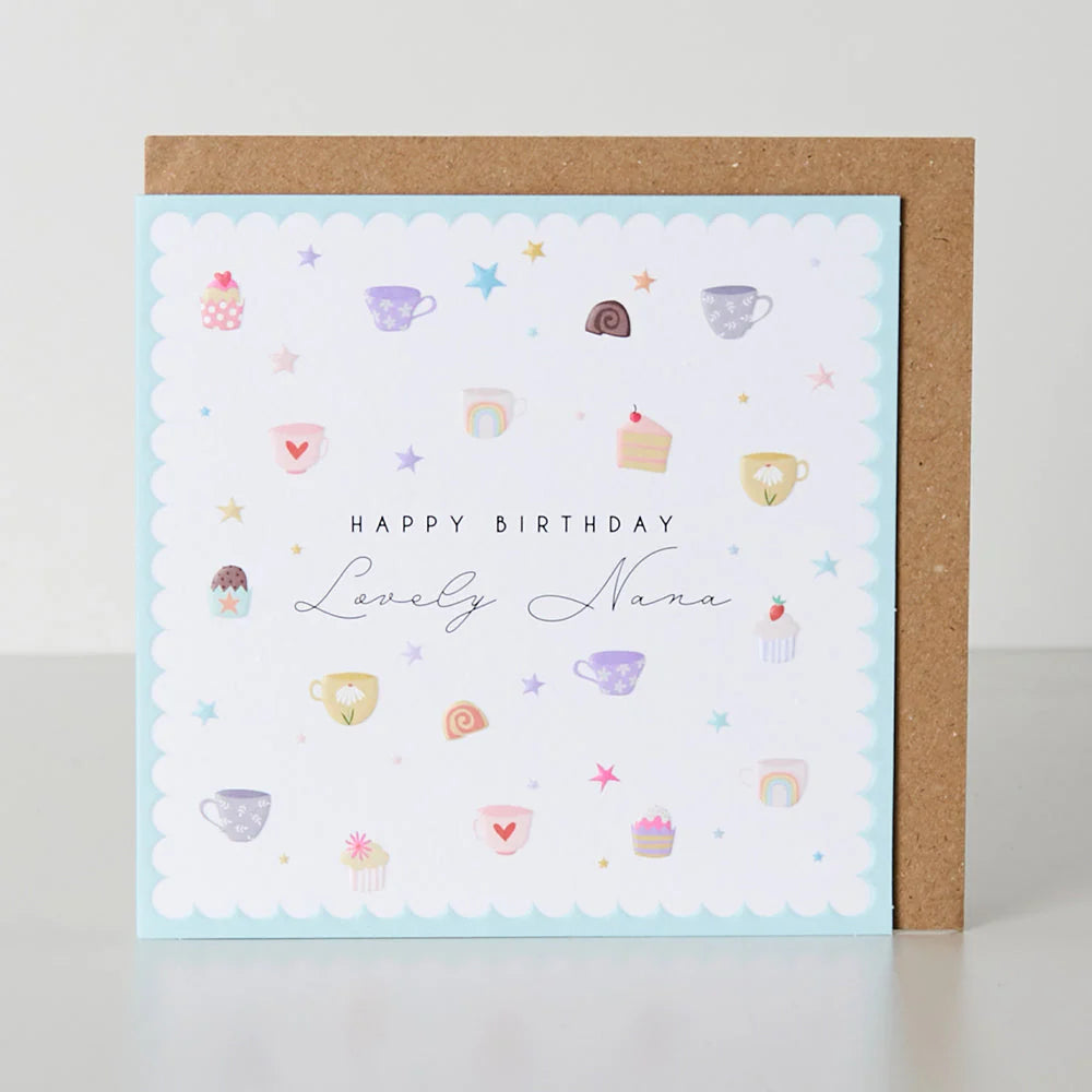Happy Birthday Lovely Nana Tea & Cakes Greetings Card
