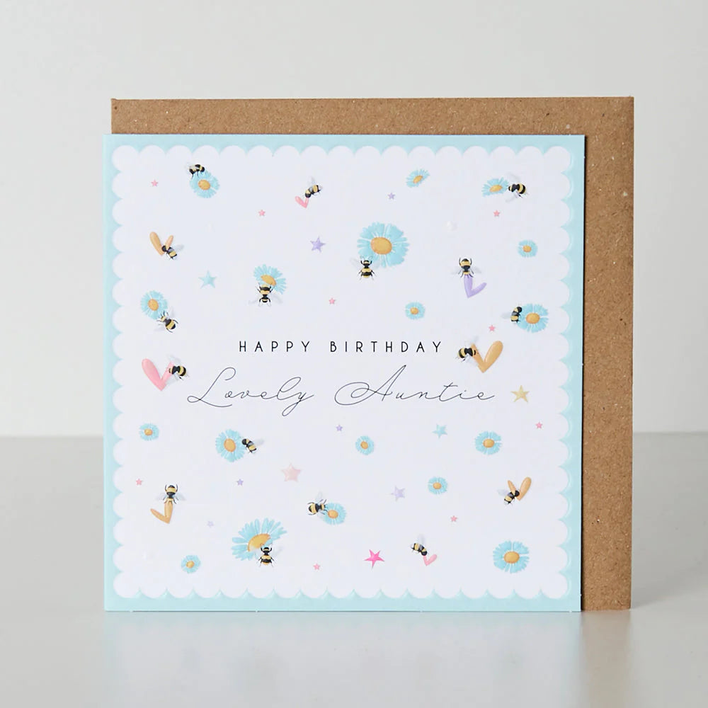 Happy Birthday Lovely Auntie Bees & Flowers Greetings Card