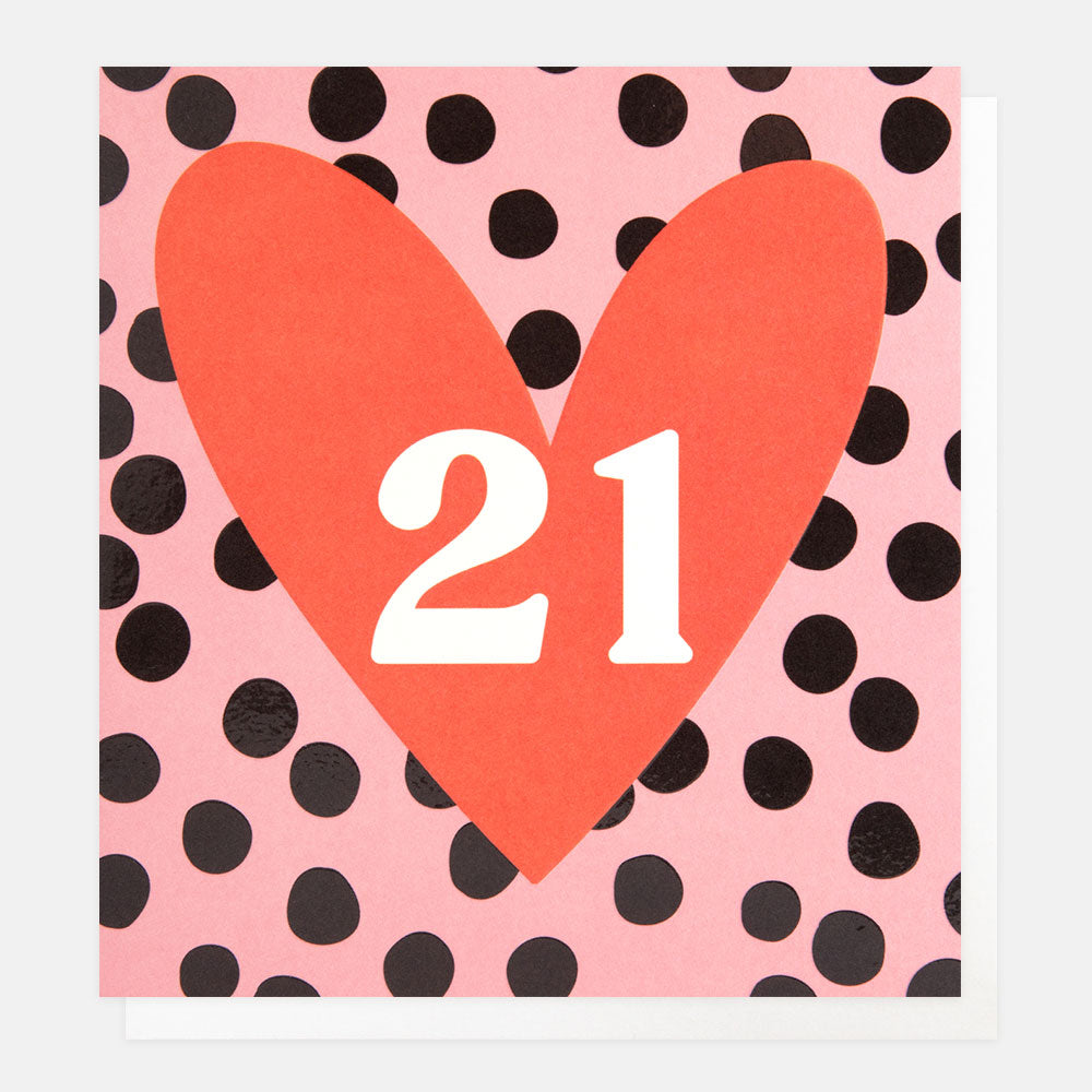 21st Birthday Heart Greetings Card