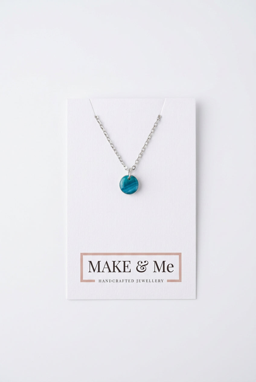 Hand Painted Small Dot Necklace Blue