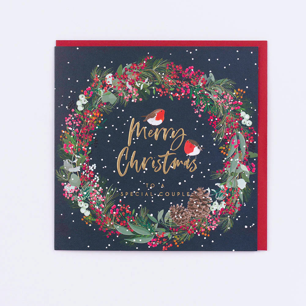 Special Couple Robin Christmas Greetings Card