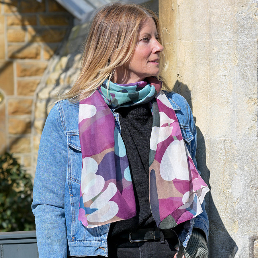 Plum & Teal Botanical Print Scarf