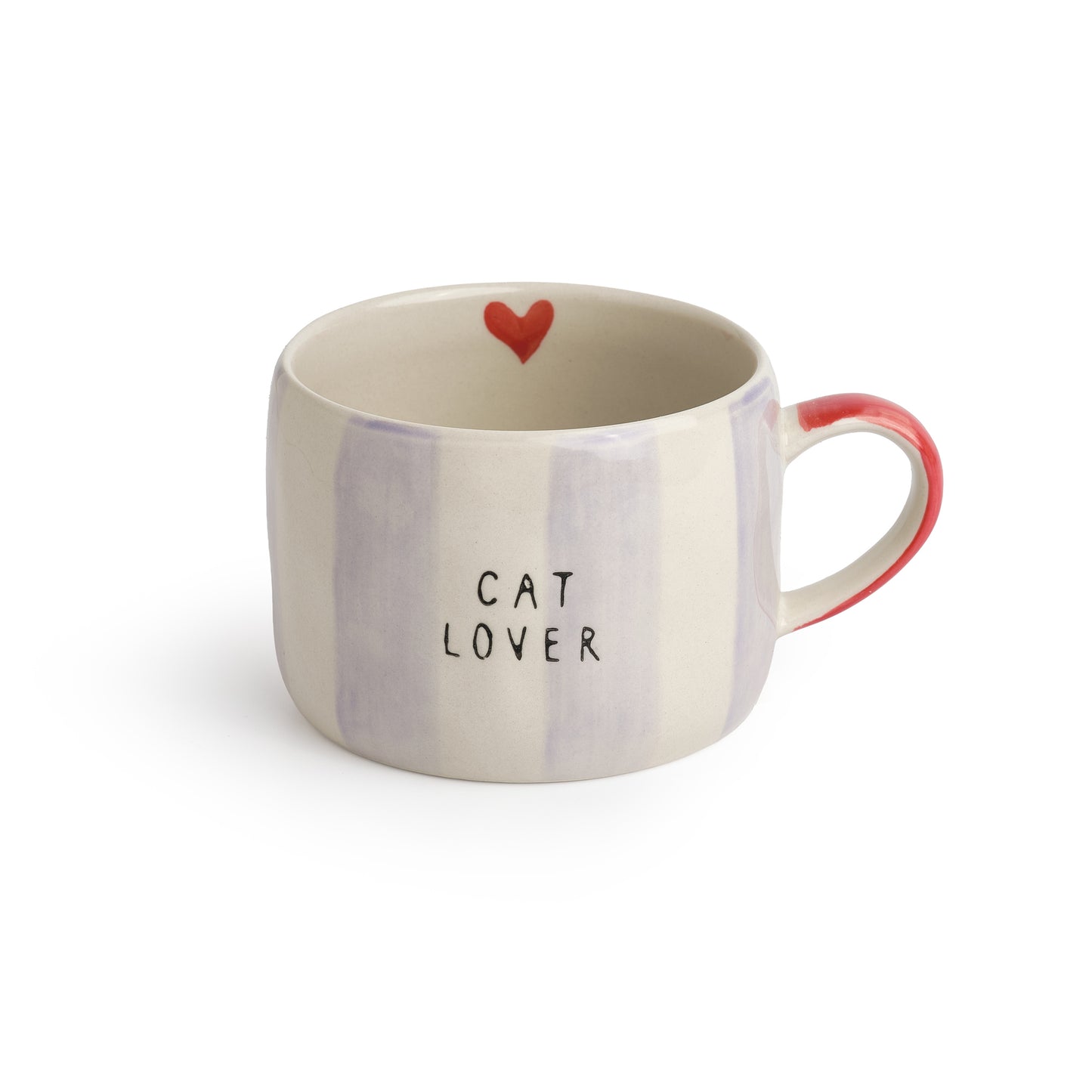 Cat Lover Striped Stoneware Mug