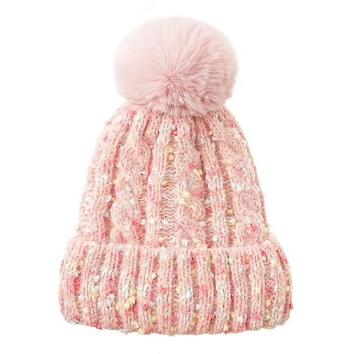 Pom-Pom Speckled Hat Pink