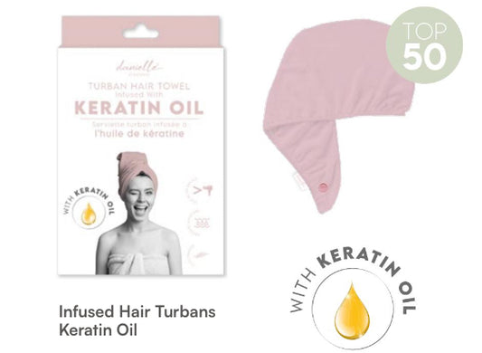 Danielle Infused Hair Turban - Pink - Keratin Oil