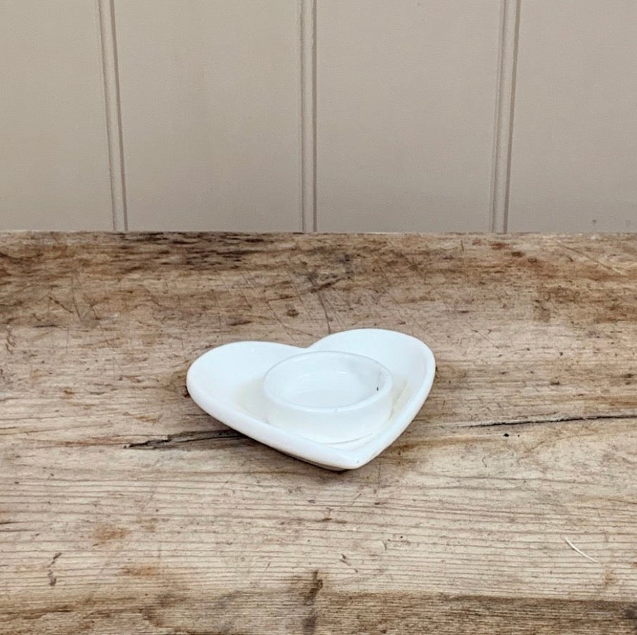 Heart T-Light Holder White