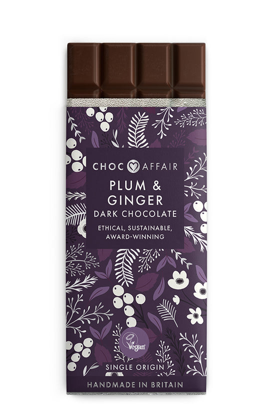 Plum & Ginger Flavoured Dark Chocolate Bar