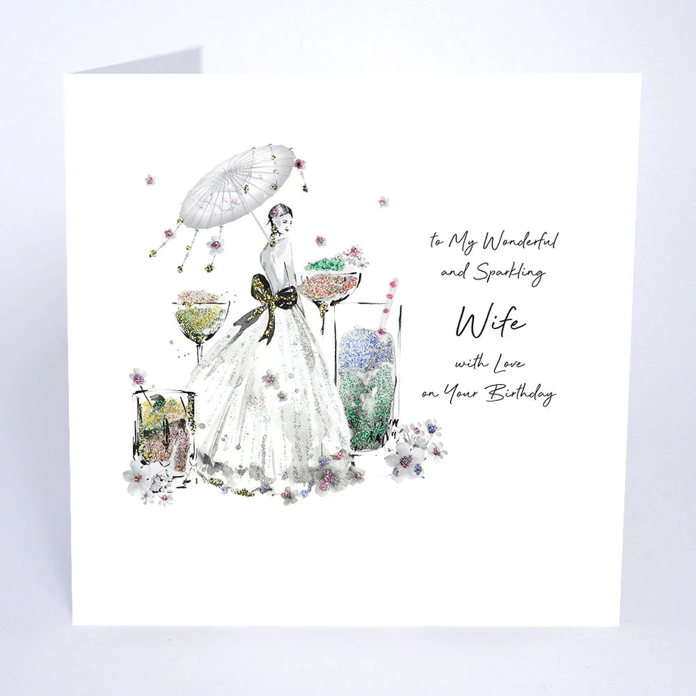 Wonderful & Sparkling Wife Birthday Greetings Card