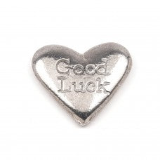 Good Luck Solid Pewter Heart Keepsake Pebble