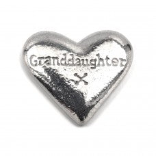 Granddaughter Solid Pewter Heart Keepsake Pebble