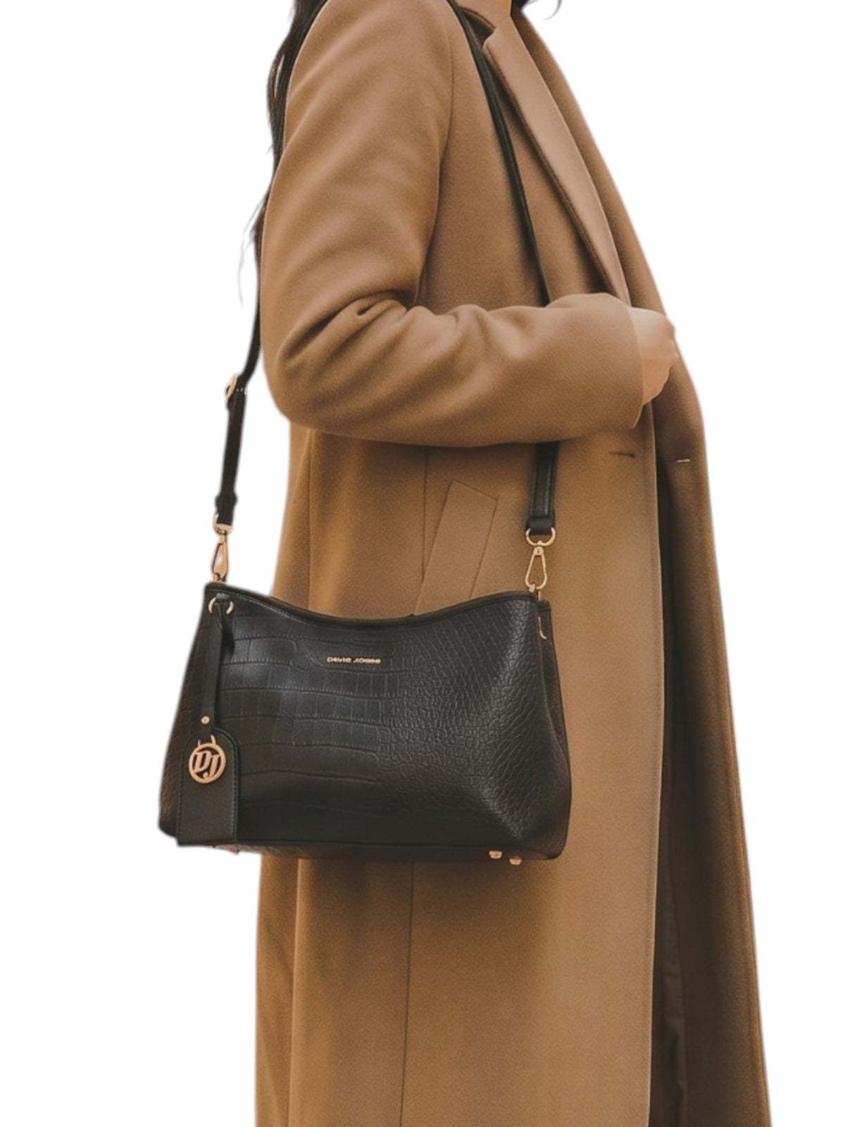 David Jones Faux Croc Shoulder Bag Brown