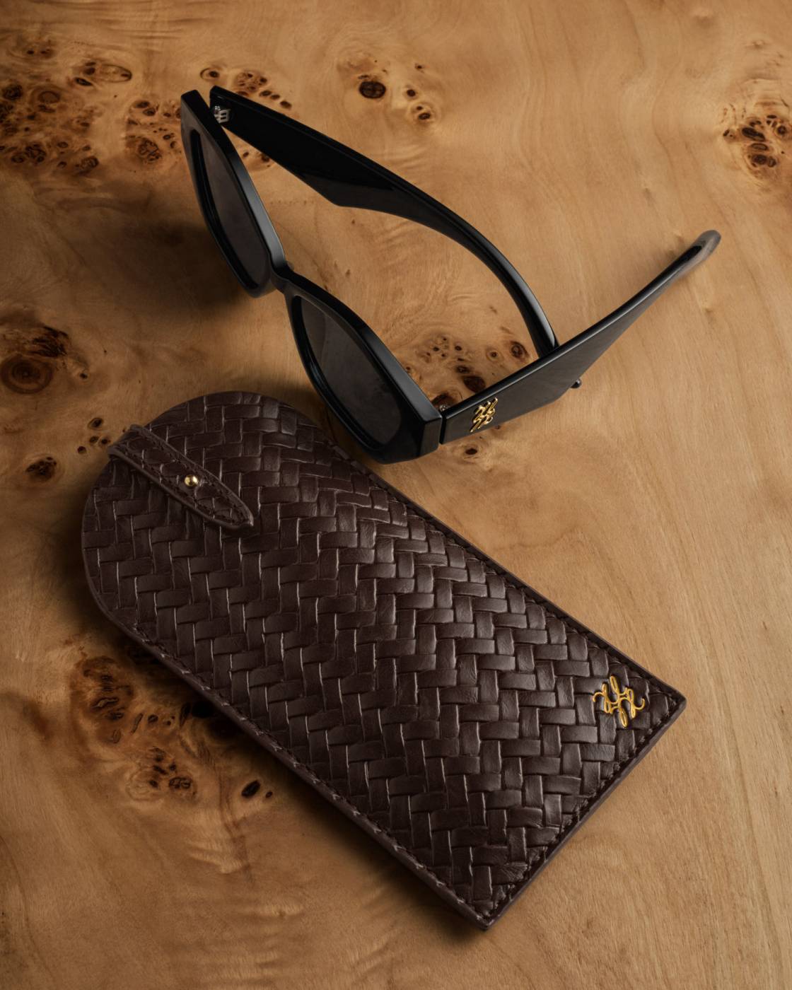 Katie Loxton Woven Glasses Case Chocolate