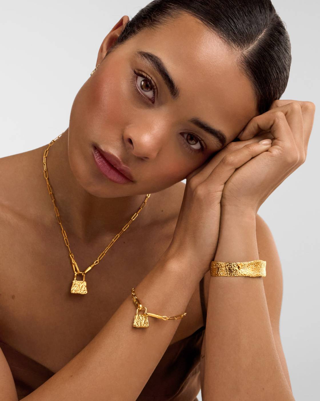 Katie Loxton Luxe Lock Necklace Gold