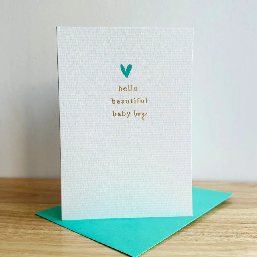Hello Beautiful Baby Boy Greetings Card