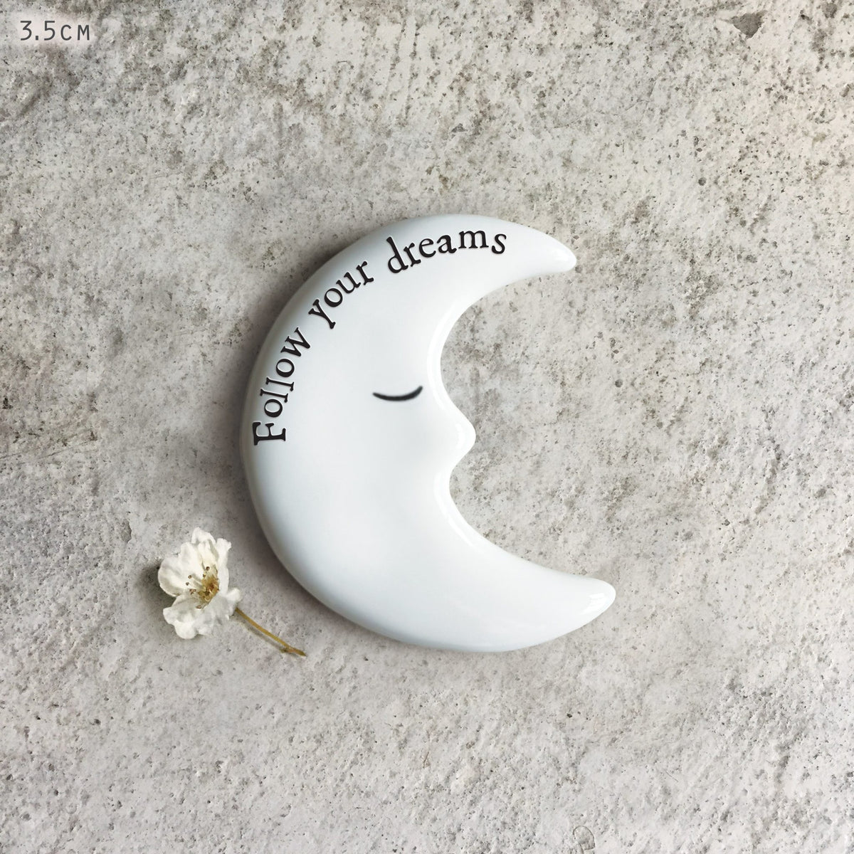Tiny Porcelain Moon Token Follow Your Dreams