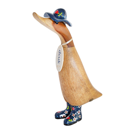DCUK Duckling In Dark Blue Floral Hat & Boots