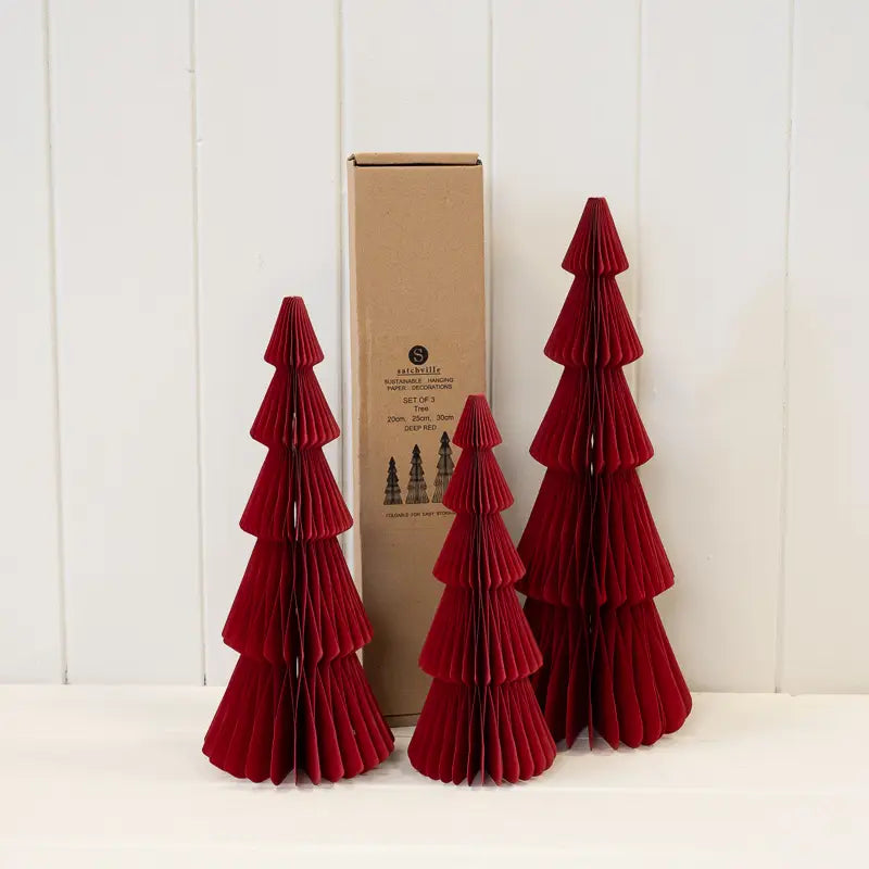 Set Of 3 Red Standing Trees