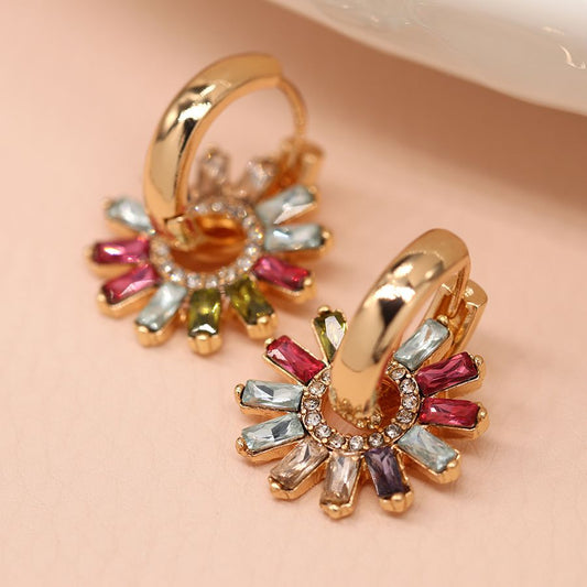 Crystal Flower Hoop Earrings