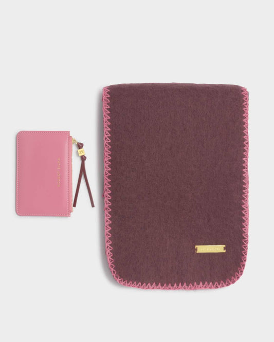 Katie Loxton Boxed Scarf & Cardholder Gift Set iCherry & Pink