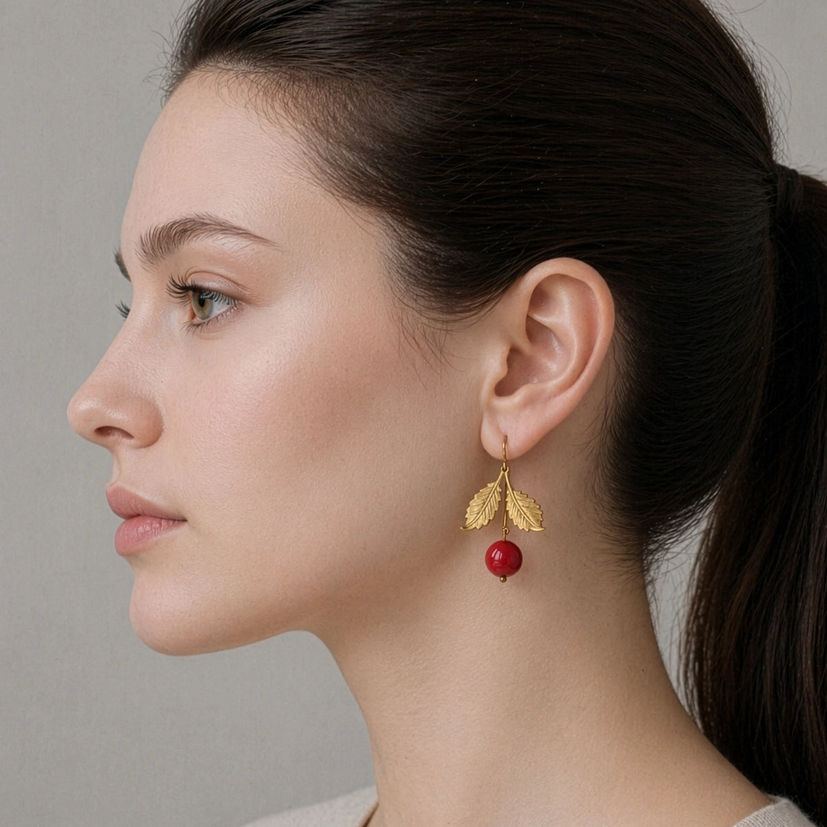 Cherry Drop Earrings Gold