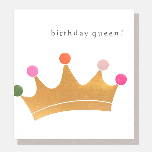 Birthday Queen! Crown With Coloured Dots Greetings Card