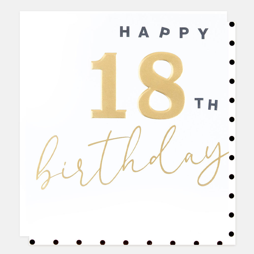 Gold Happy Eighteenth Birthday Card