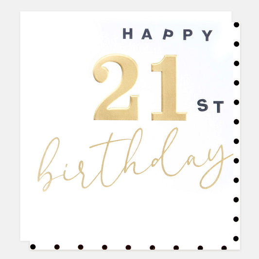 Gold Happy Twenty First Birthday Card