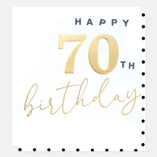 Gold Happy Seventieth Birthday Card