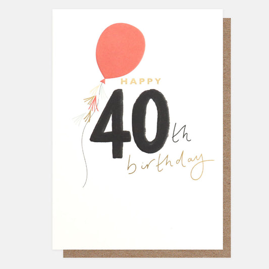 Happy Fortieth Birthday Balloons Card