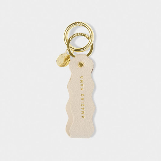 ‘Amazing Mama’ Sentiment Wave Keyring in Light Taupe