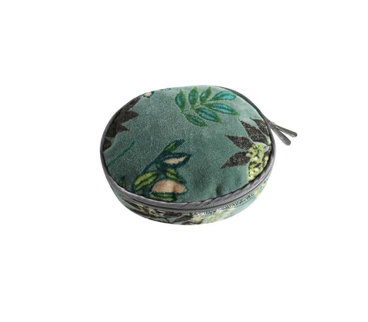 Botanical Jade Printed Velvet Jewellery Pouch