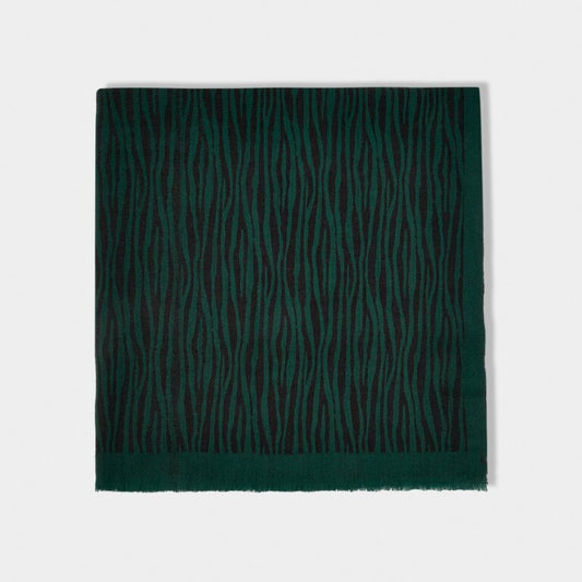 Zebra Printed Blanket Scarf in Teal Green