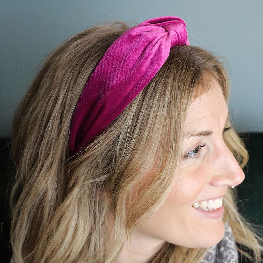 Pink Velvet Twist Knot Headband