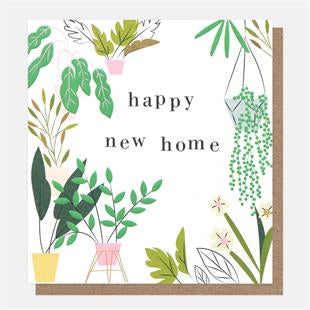 Happy New Home Pot Plants Greetings Card