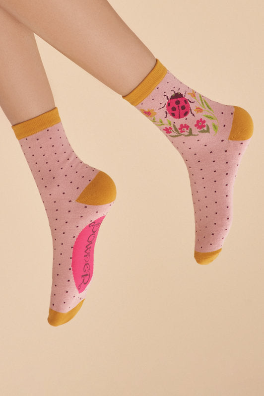 Ladybird Ankle Socks - Petal