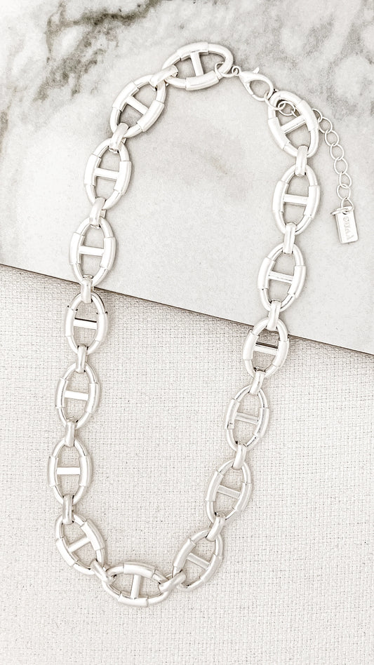Silver Geometric Style Chunky Necklace