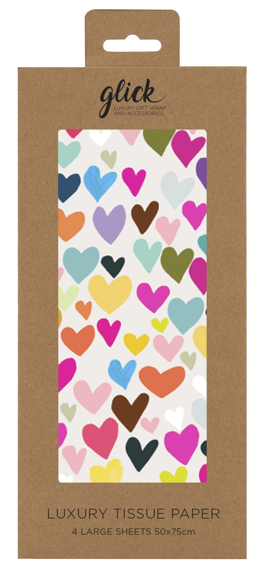 Multicoloured Hearts Tissue Pack