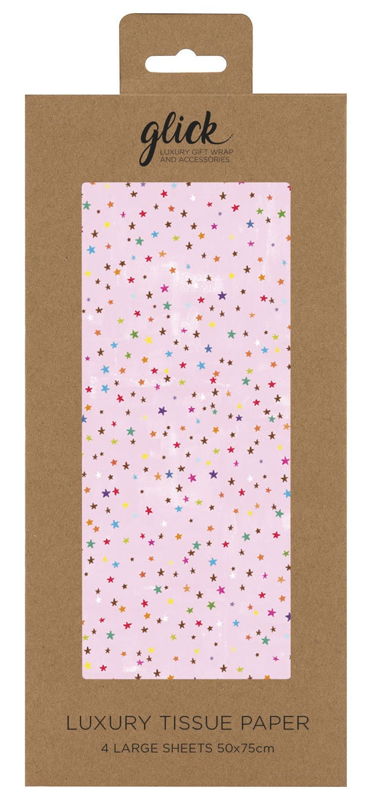 Multicoloured Stars Tissue Pack Pink