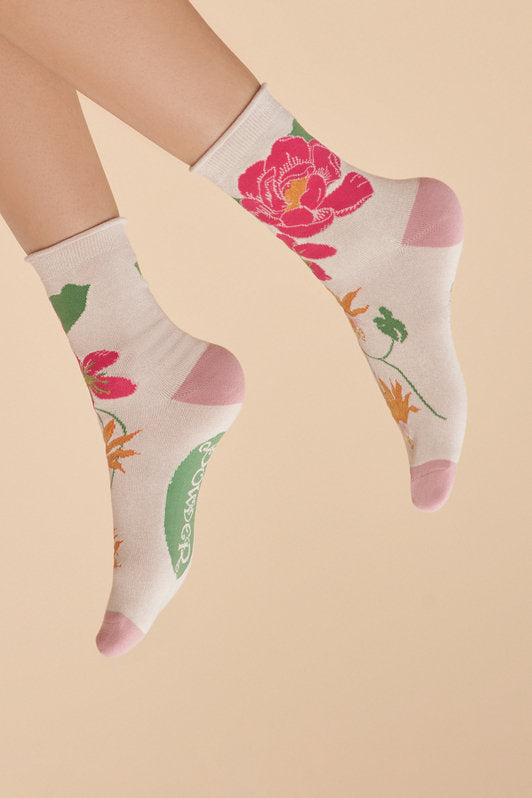 Coconut Tropical Flora Ladies Ankle Socks