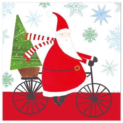Santa on Bicycle Paper Napkins