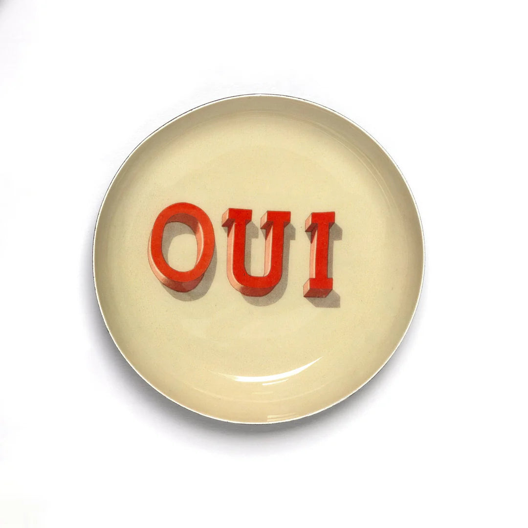 Oui Round Enamel Tray