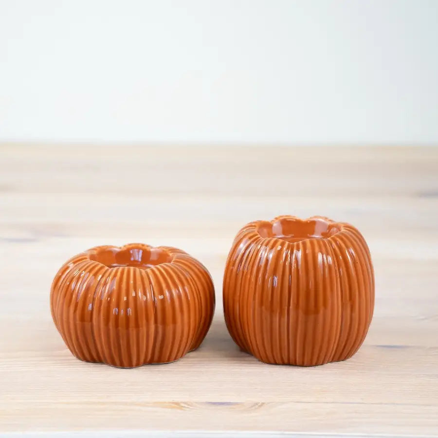 Orange Pumpkin Candle Holder, 7.5cm