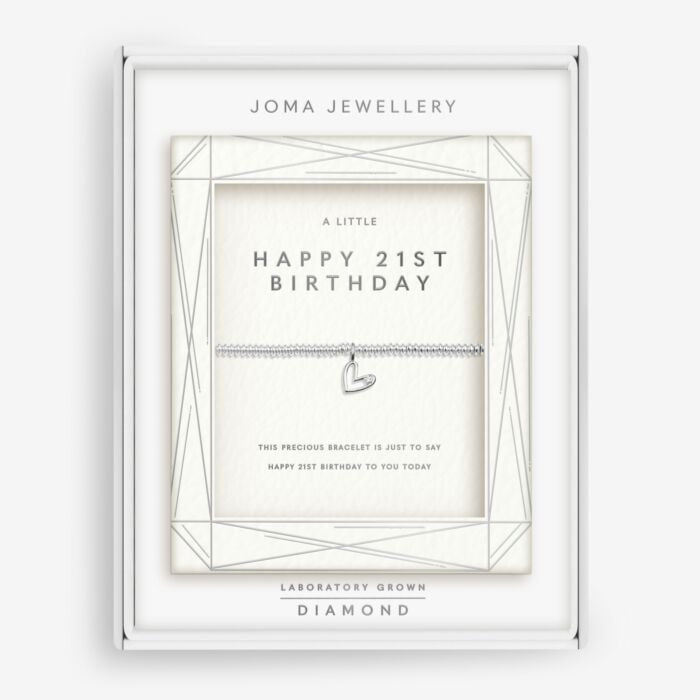 Laboratory Grown Diamond A Little 'Happy 21st Birthday' Bracelet Silver