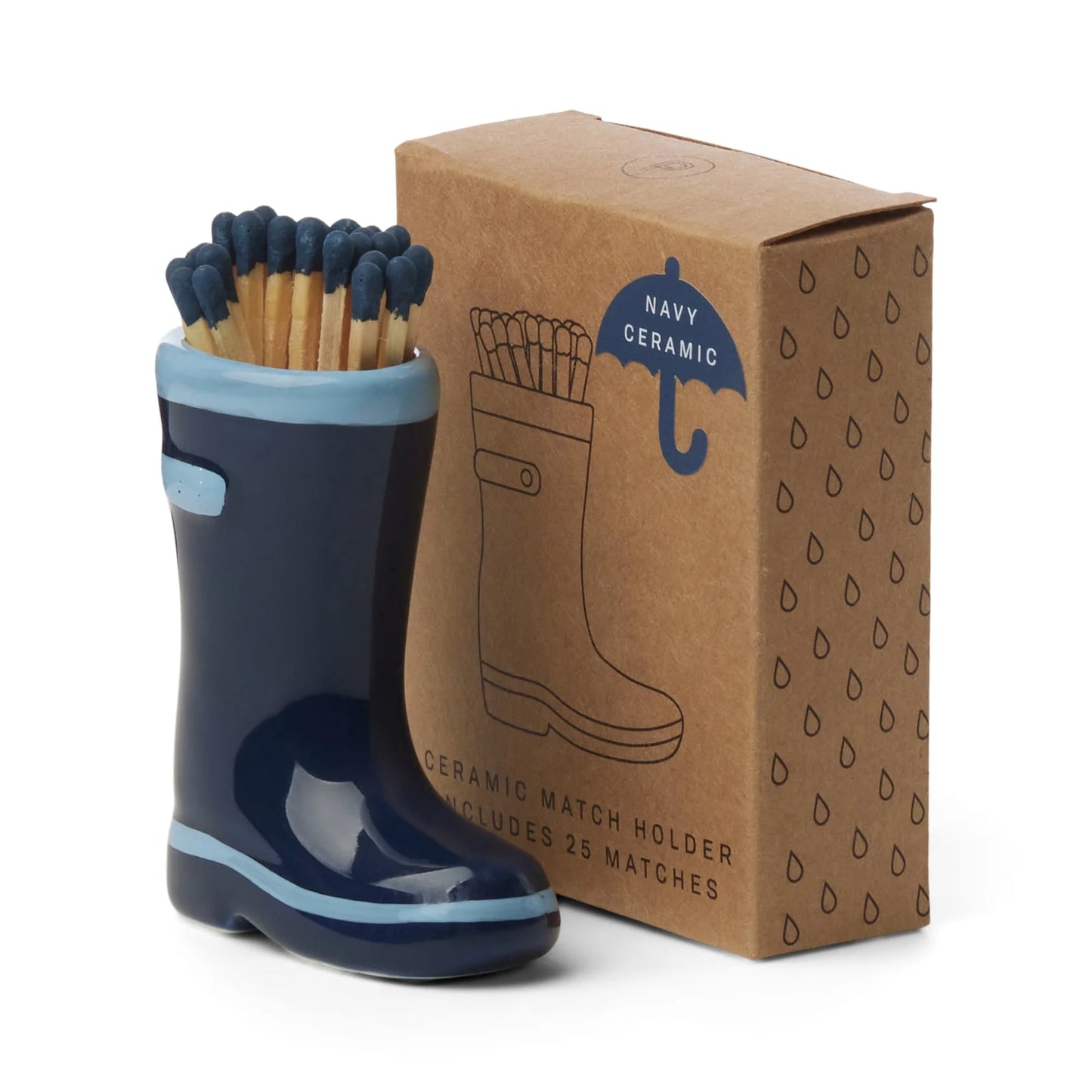 Wellington Boot Matches Holder with 25 Matches Navy