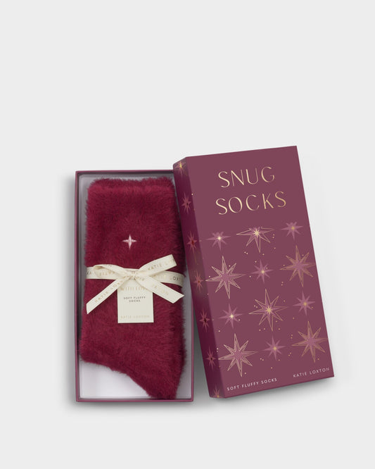 Katie Loxton Gift Boxed Fluffy Socks in Cherry
