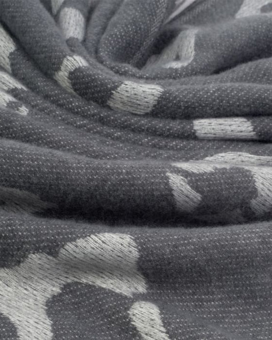 Katie Loxton Leopard Print Blanket Scarf in Charcoal & Grey