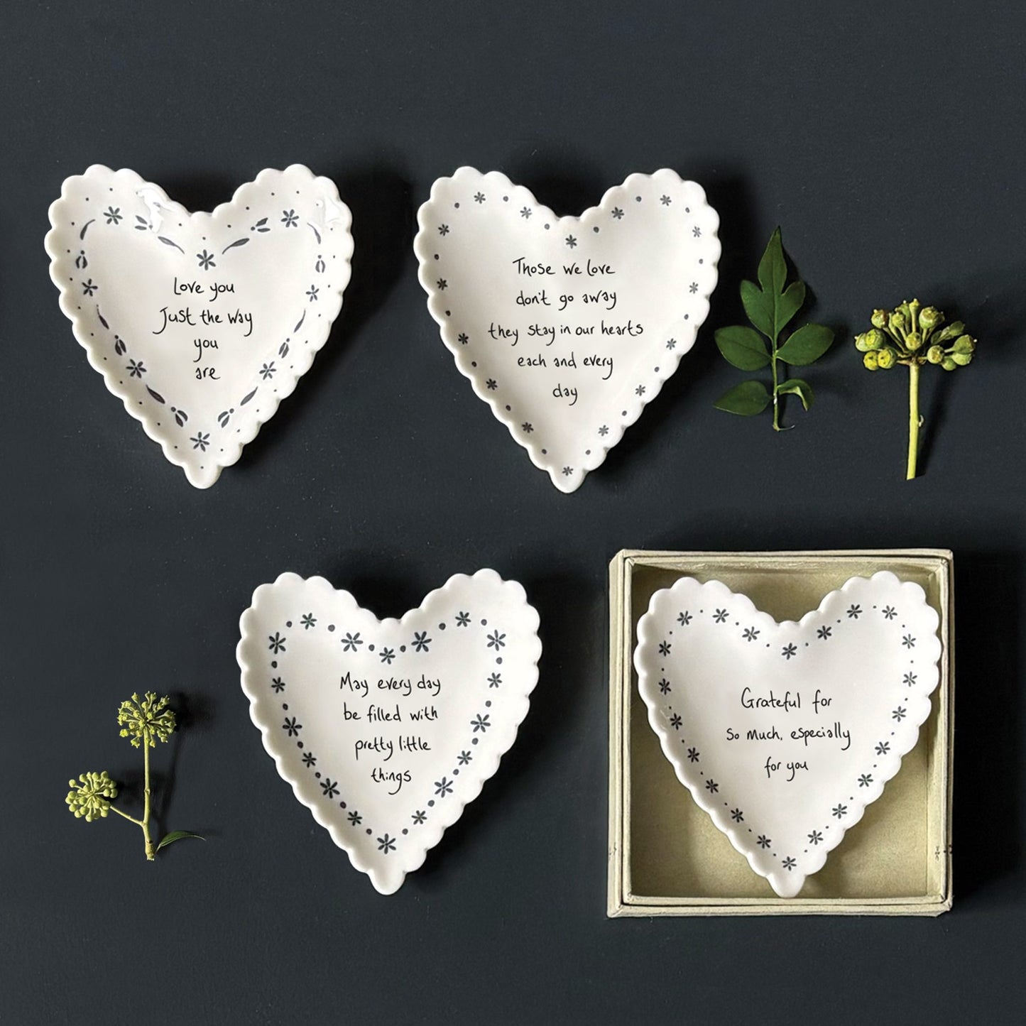 Love You Just Porcelain Heart Scallop Coaster