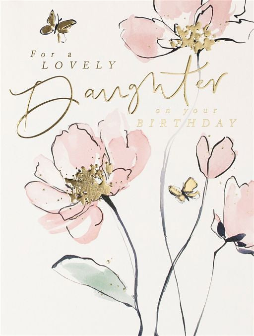 Daughter Birthday Flowers Greetings Card