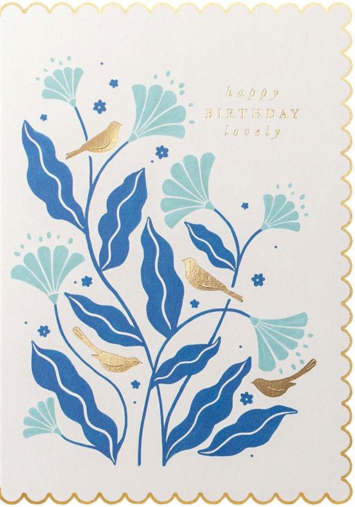 Birds & Flowers Birthday Greetings Card