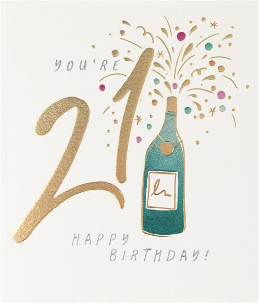 Happy 21st Champagne Greetings Card